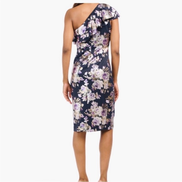NEW Eliza J beautiful one shoulder jacquard ruffle dress - Picture 3 of 9